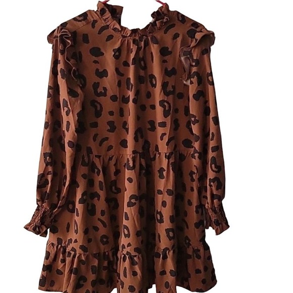 NWT Cupshe Bryanna Leopard Print Ruffled Dress - Picture 4 of 11